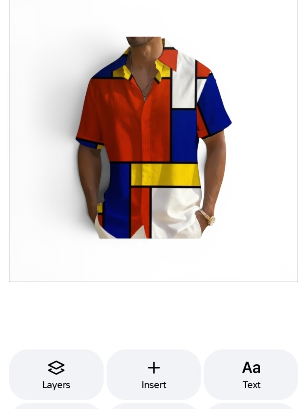 Men's Geometric Colorblock Short-Sleeve Shirt - Red, Blue & Yellow - Picture 4 of 5